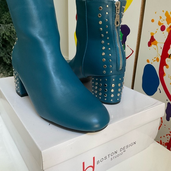 Boston Design Studio Blue Studded Booties Size 10 - Picture 5 of 5